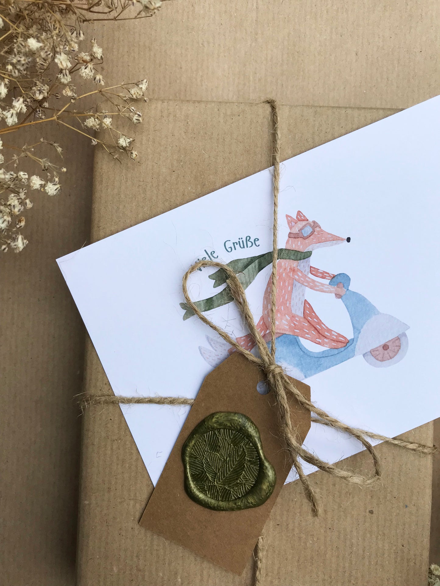 Postkarte Fuchs "Viele Grüße"
