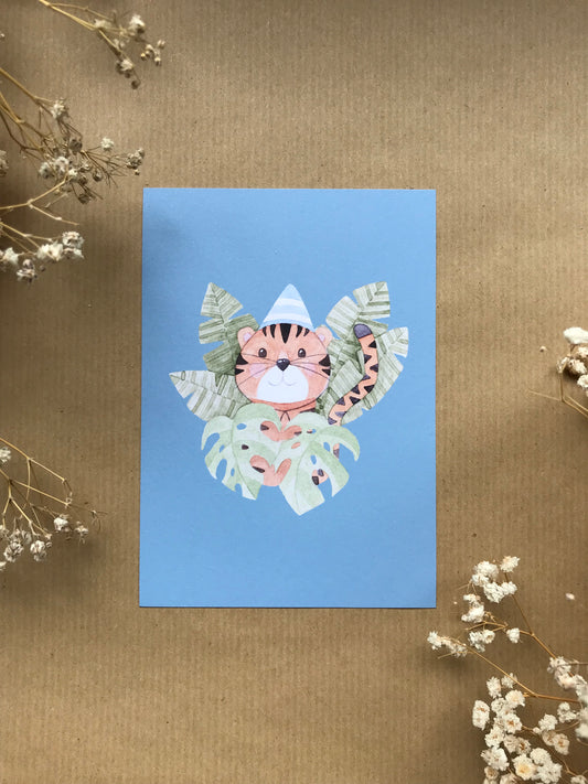 Postkarte "Geburtstagstiger"