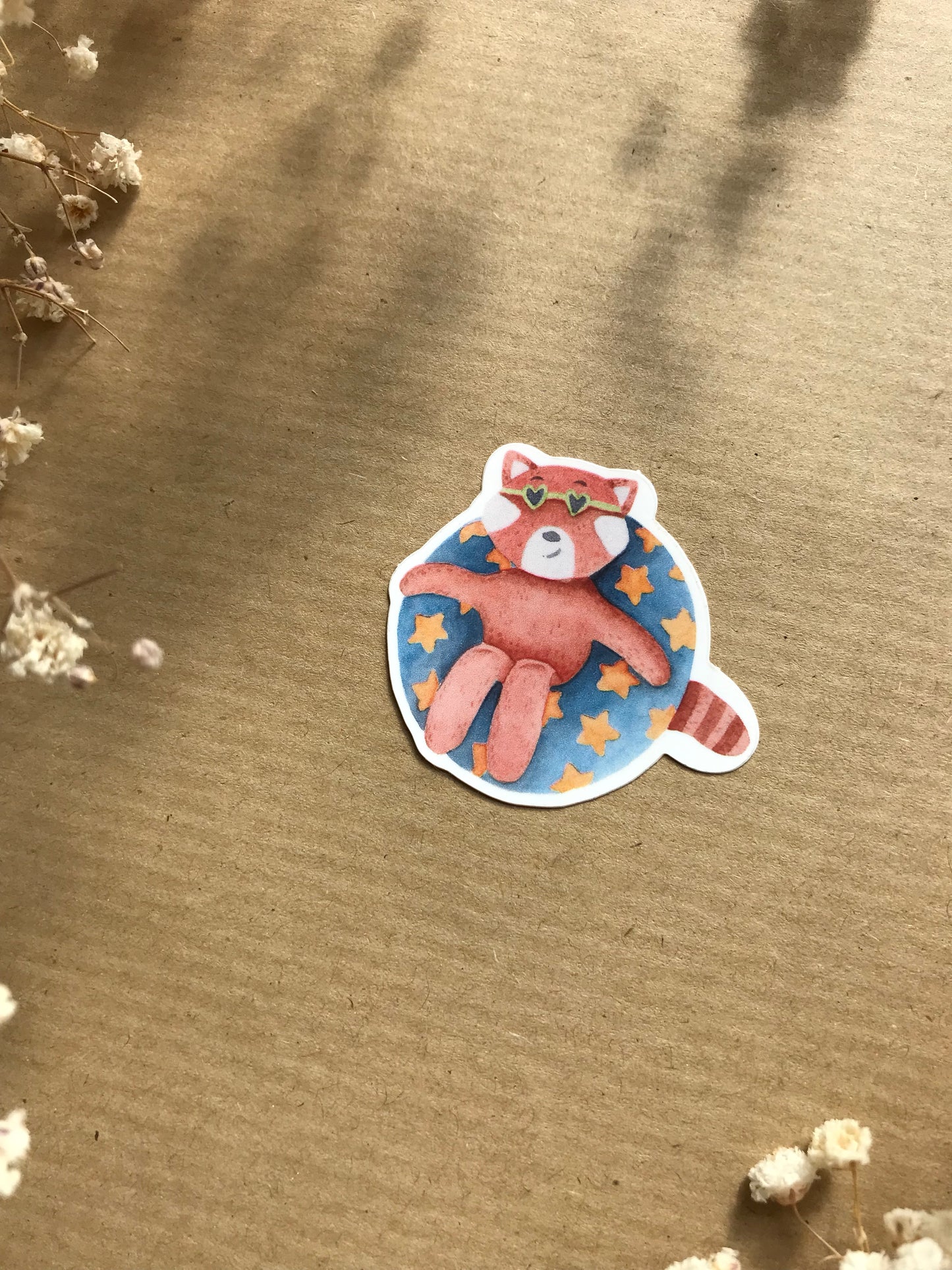 Sticker „Roter Panda mit Schwimmring“
