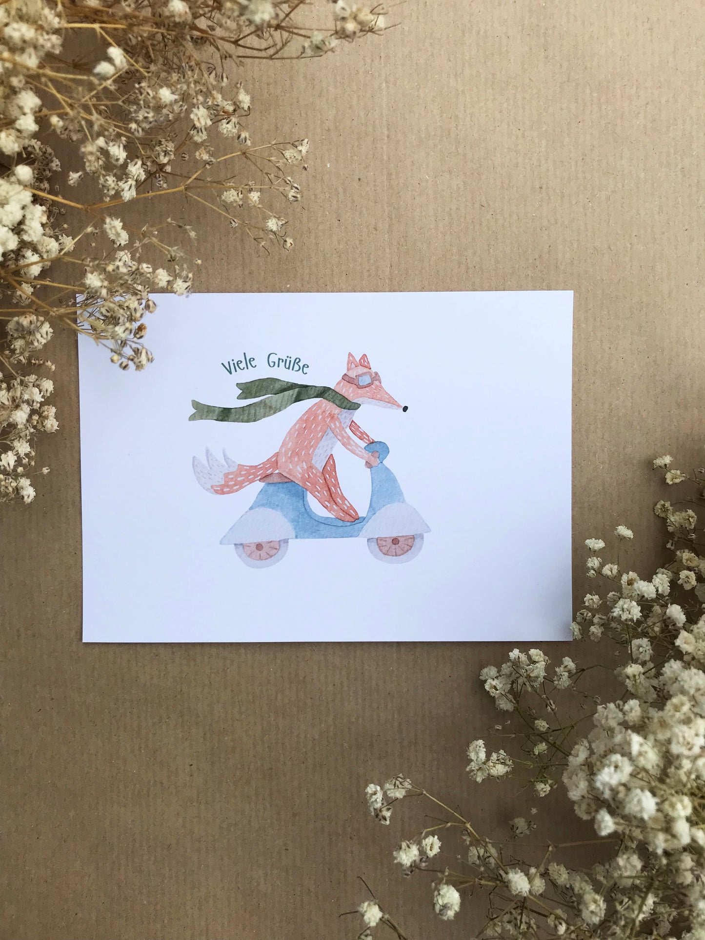 Postkarte Fuchs "Viele Grüße"