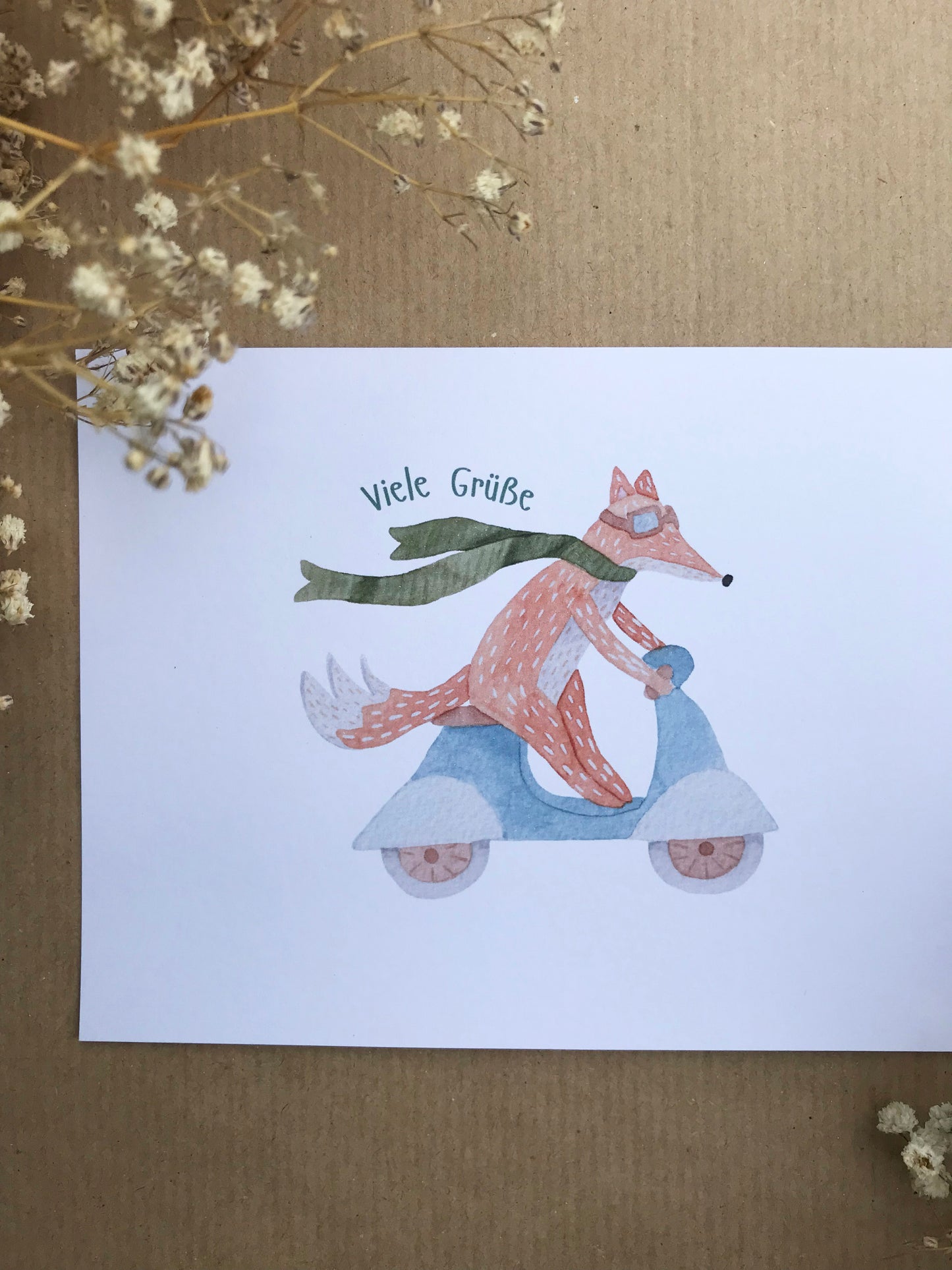 Postkarte Fuchs "Viele Grüße"