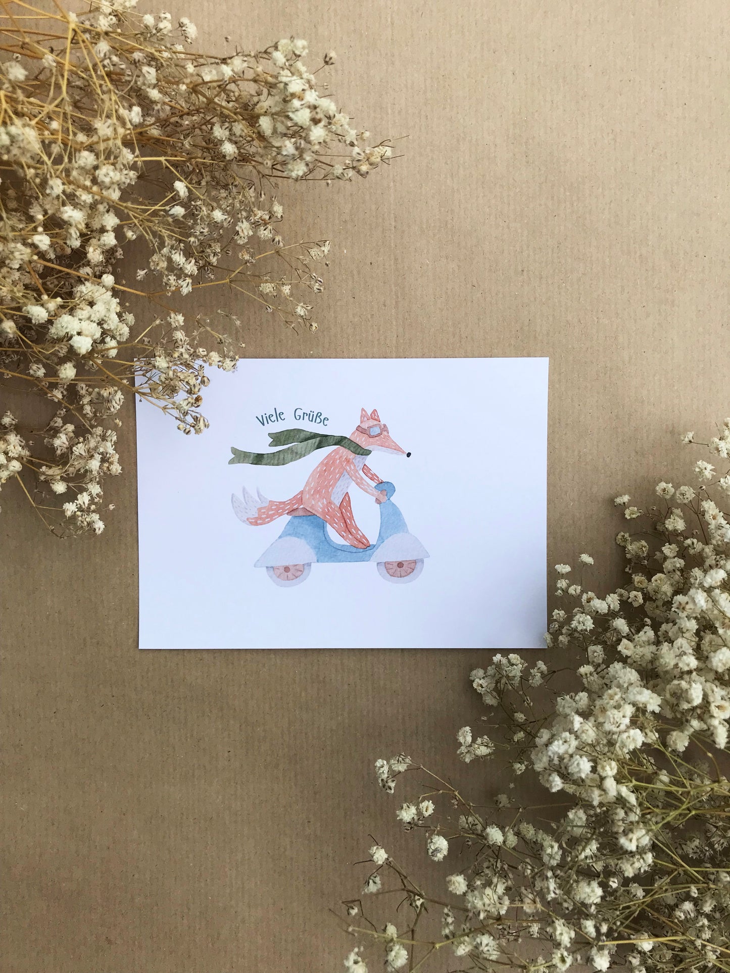 Postkarte Fuchs "Viele Grüße"