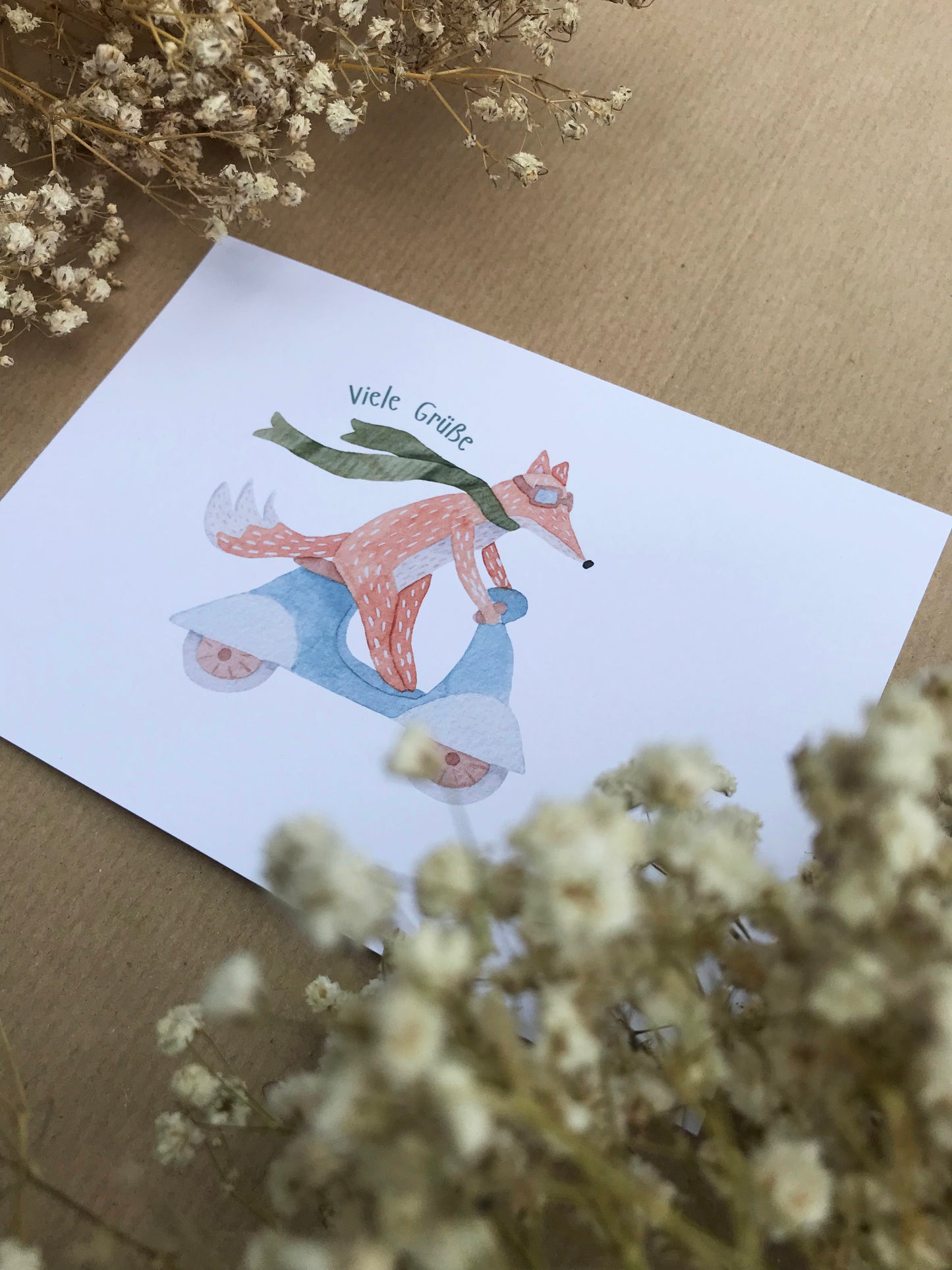 Postkarte Fuchs "Viele Grüße"