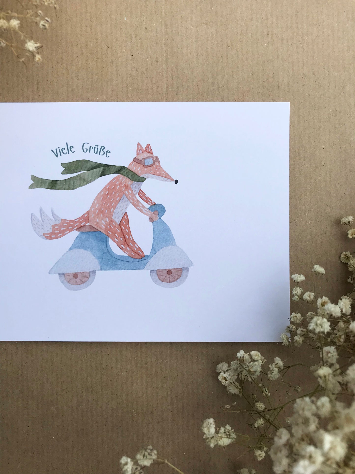 Postkarte Fuchs "Viele Grüße"