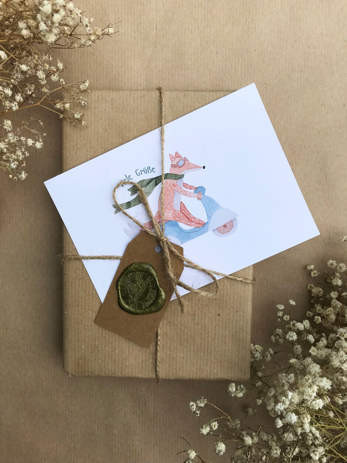 Postkarte Fuchs "Viele Grüße"