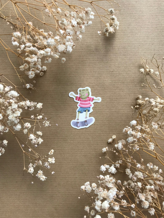 Sticker „Frosch mit Skateboard“