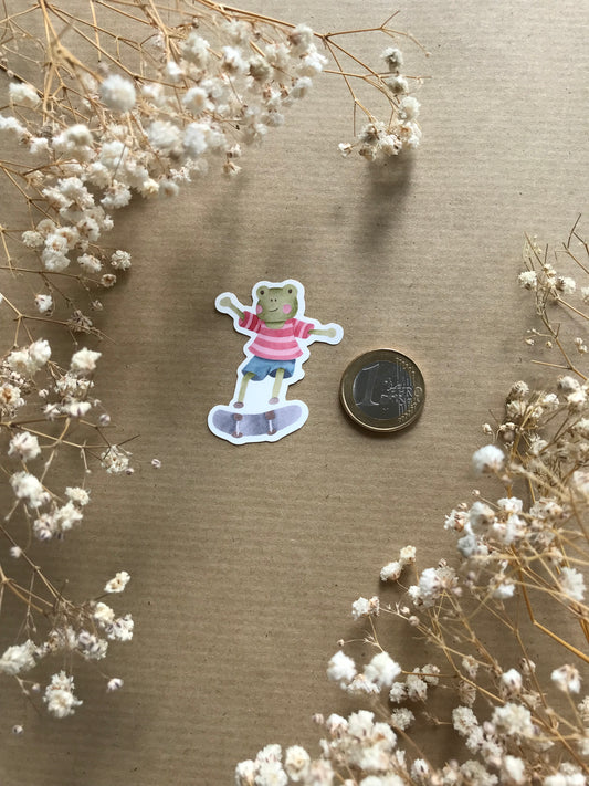 Sticker „Frosch mit Skateboard“