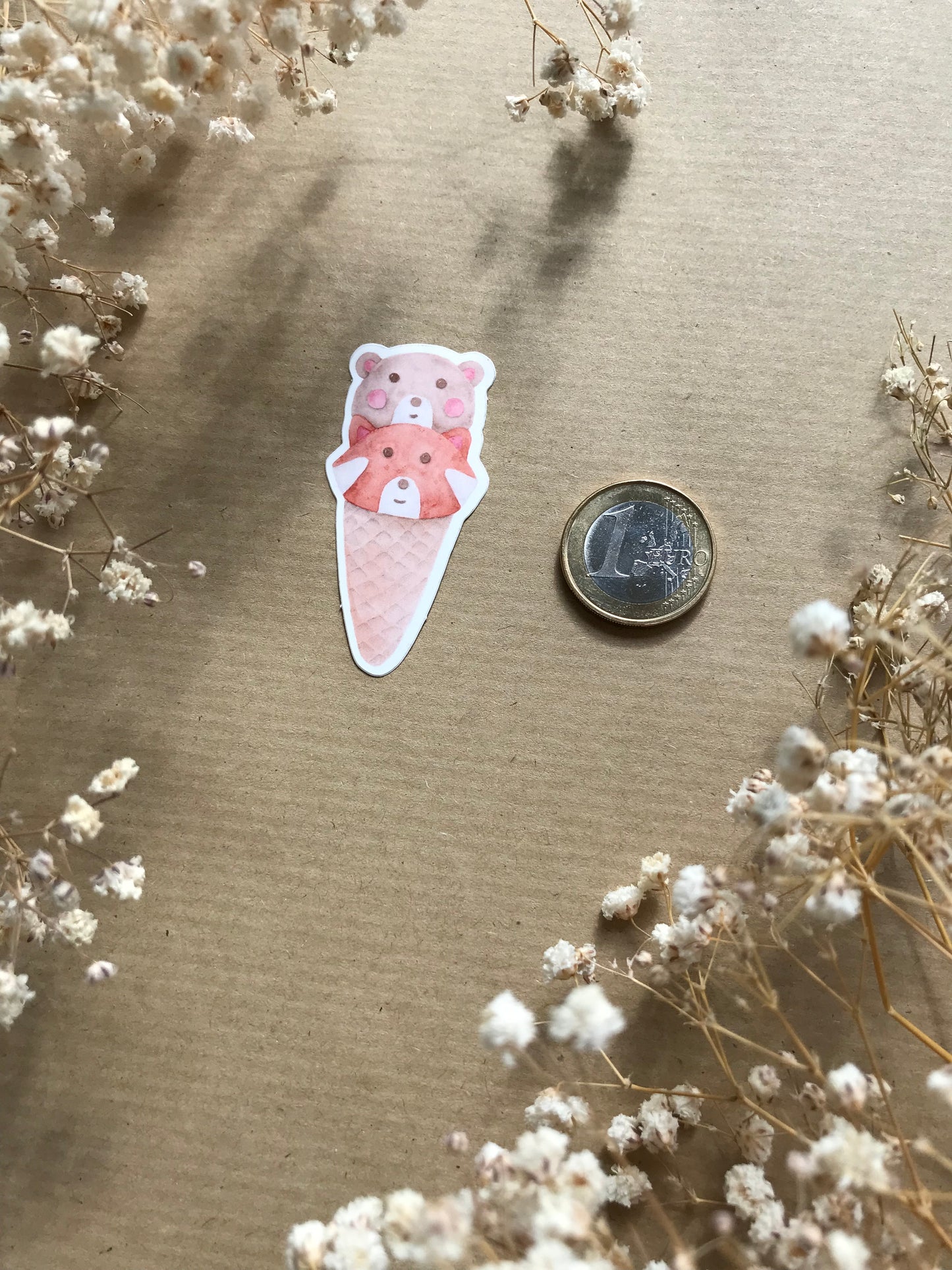 Sticker „Bär und Roter Panda Eis“