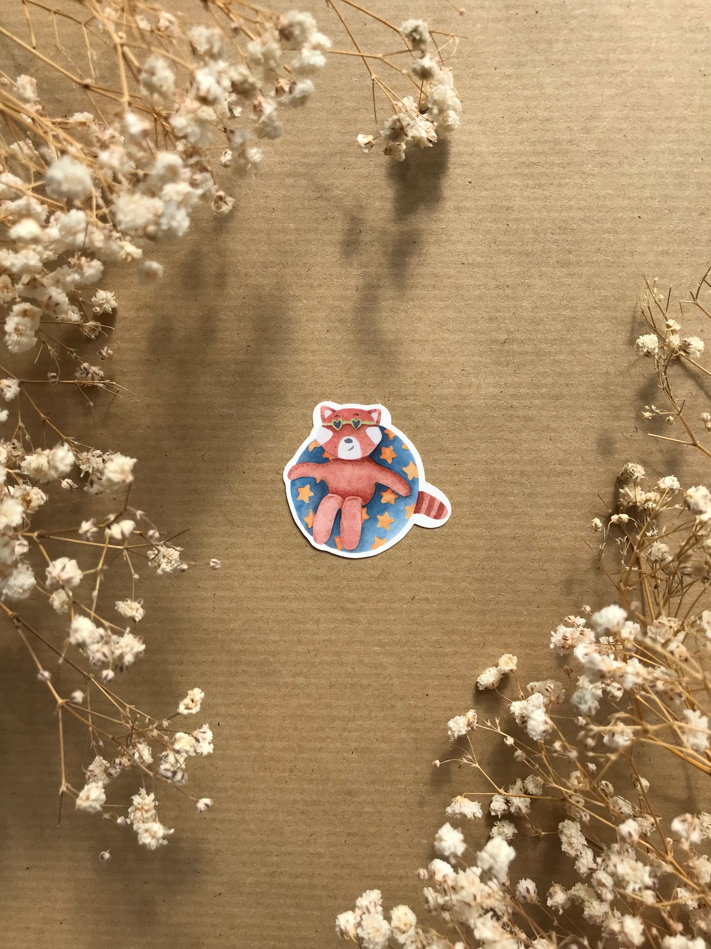Sticker „Roter Panda mit Schwimmring“