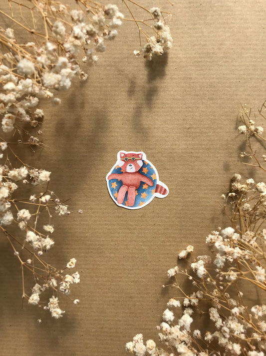 Sticker „Roter Panda mit Schwimmring“