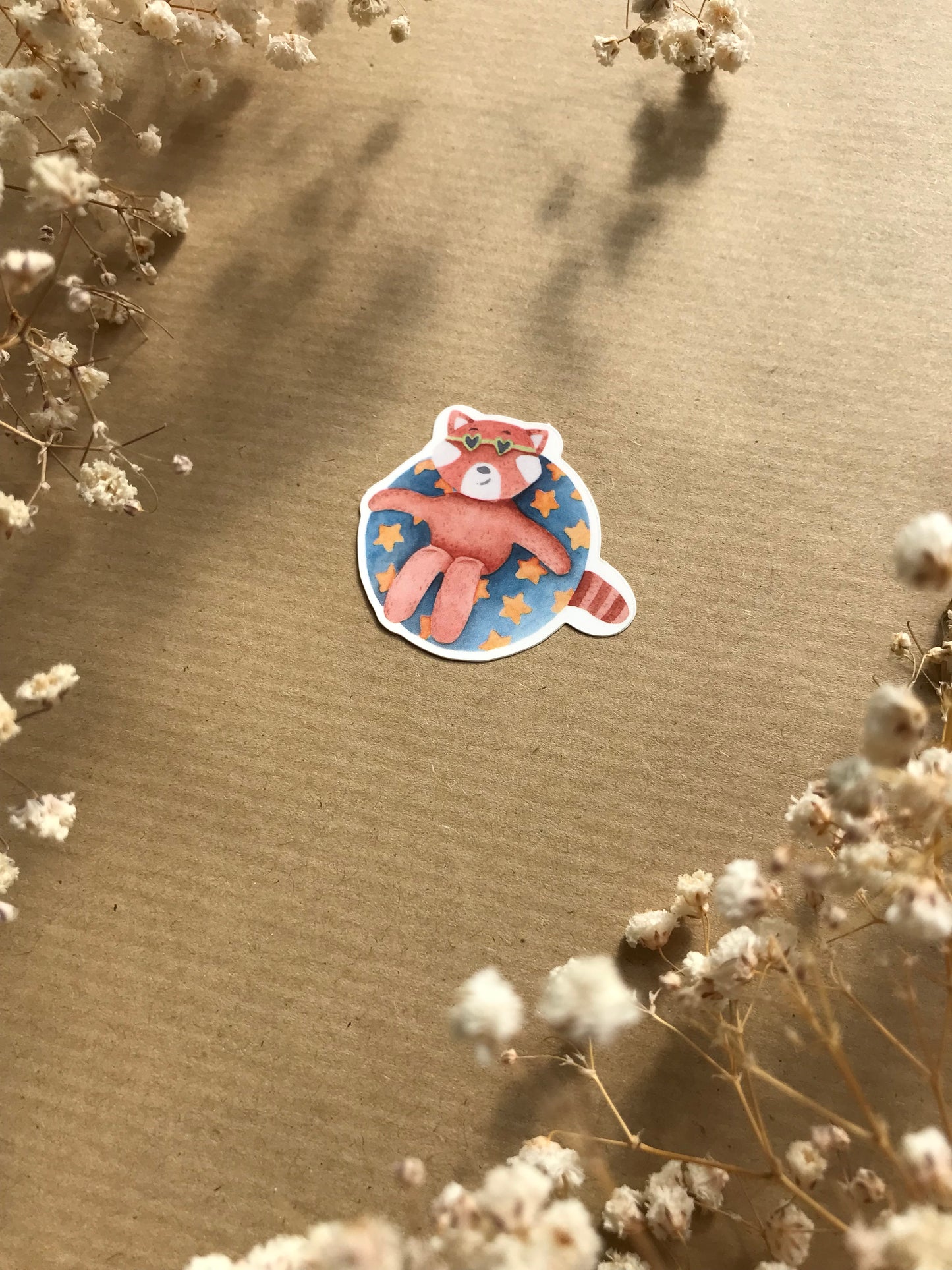 Sticker „Roter Panda mit Schwimmring“