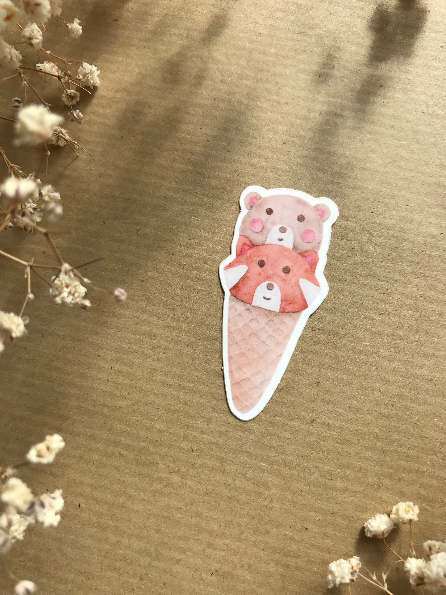 Sticker „Bär und Roter Panda Eis“