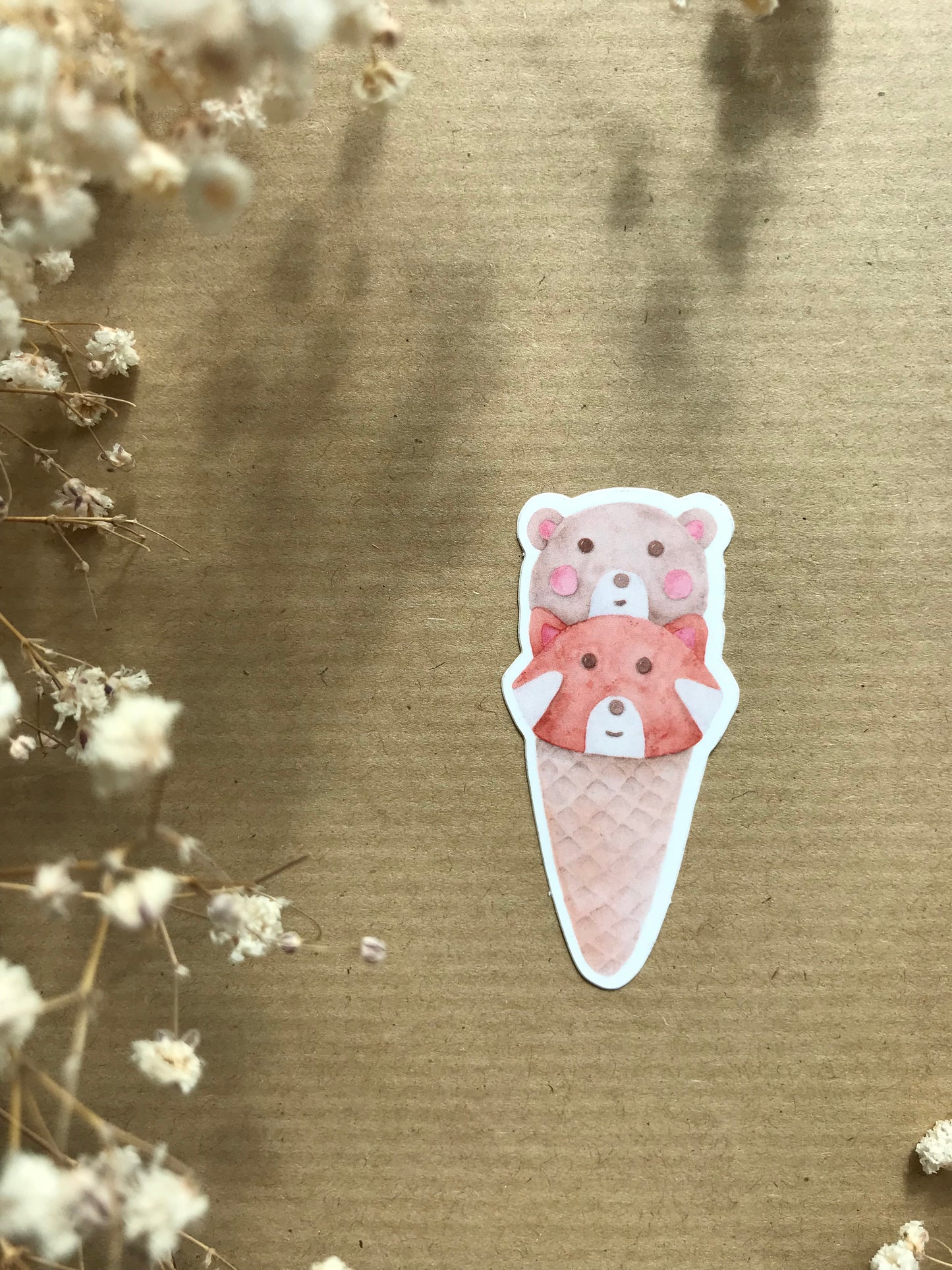 Sticker „Bär und Roter Panda Eis“