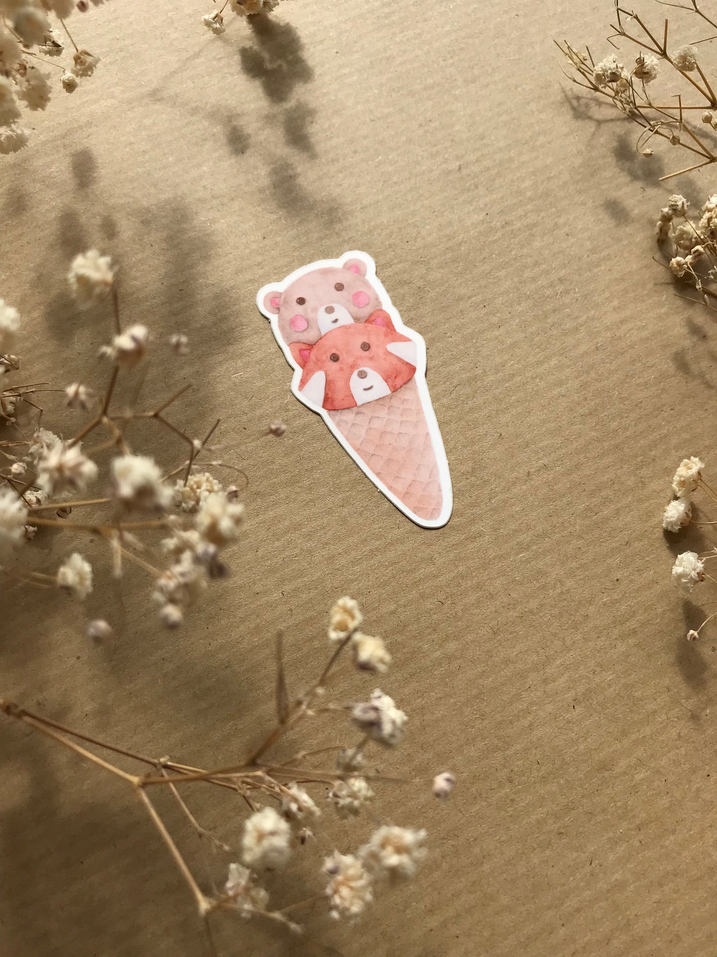 Sticker „Bär und Roter Panda Eis“