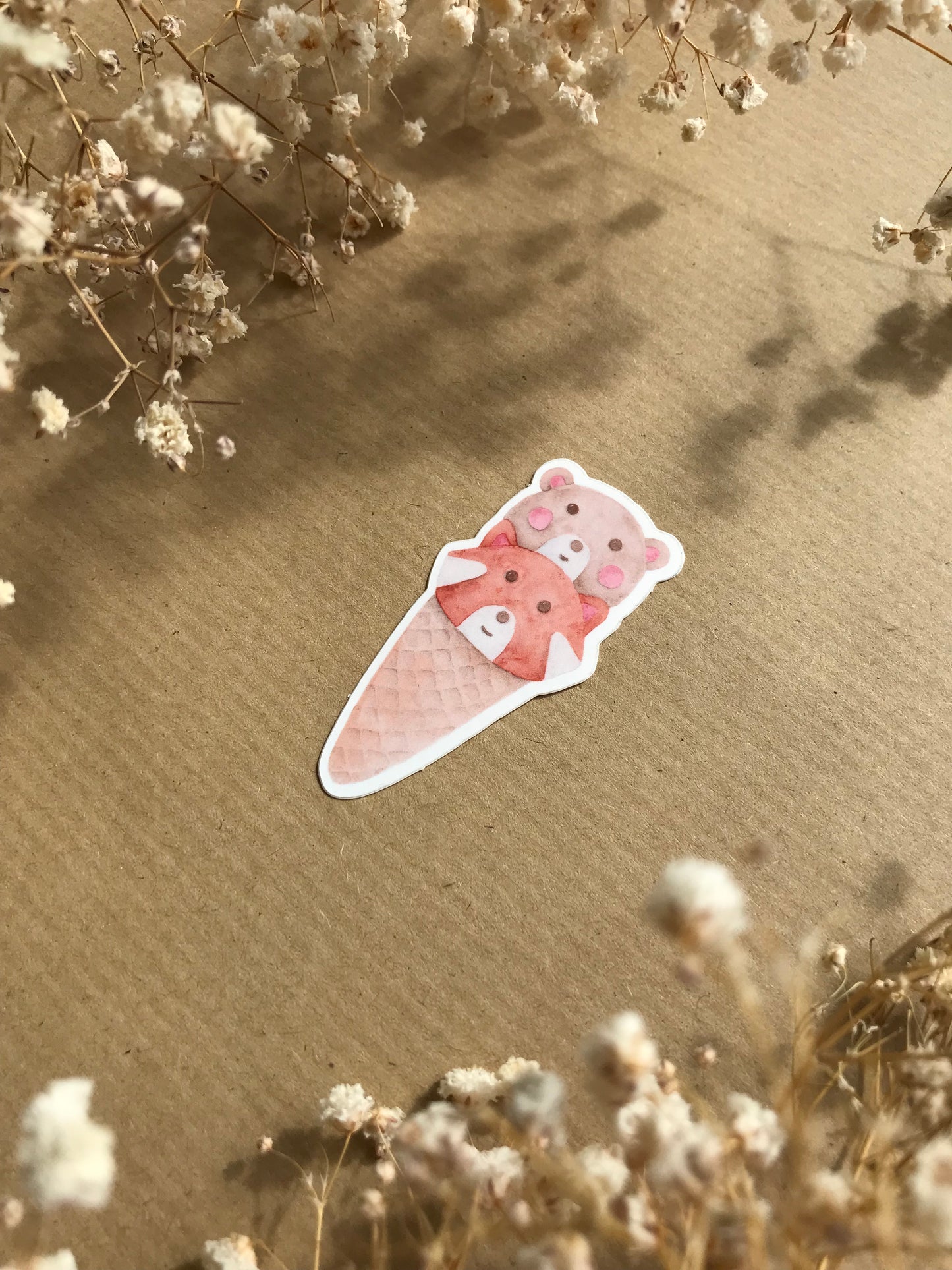 Sticker „Bär und Roter Panda Eis“