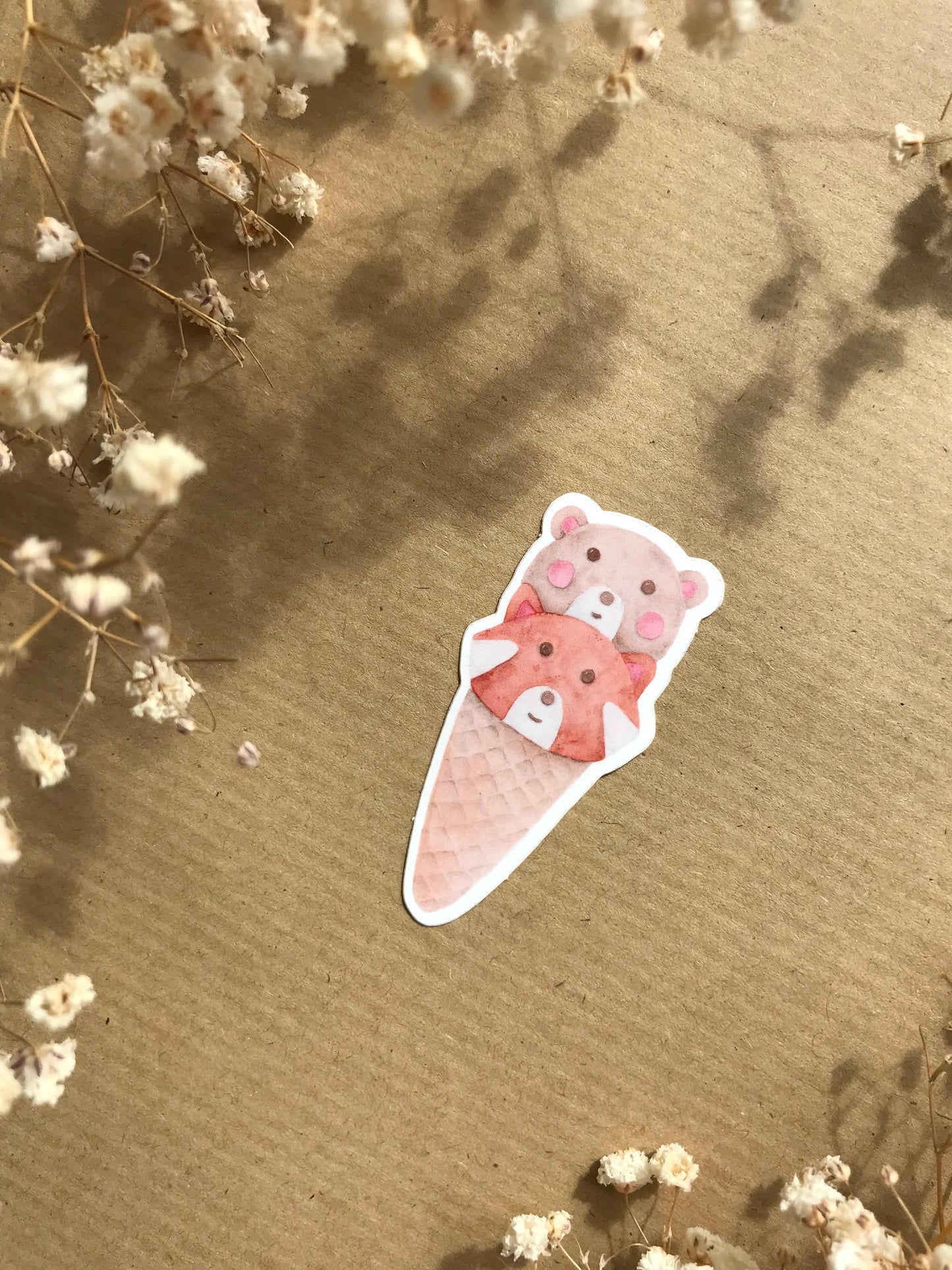 Sticker „Bär und Roter Panda Eis“